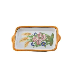 Platou ceramică pătrat pictat manual