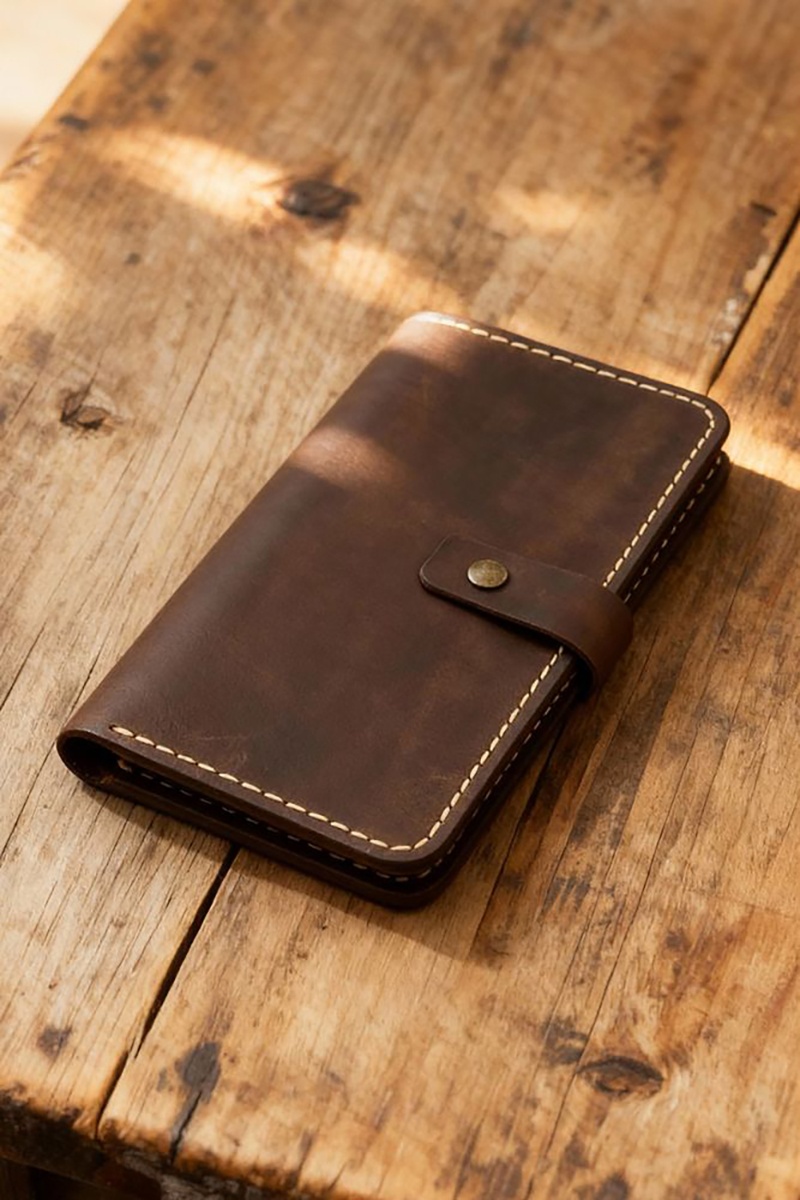 Portofel handmade din piele naturală URBAN BAG Fold - Maro Închis