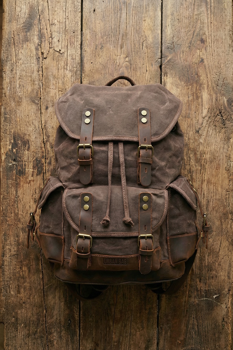 Rucsac din piele naturală și material textil cerat URBAN BAG Berg