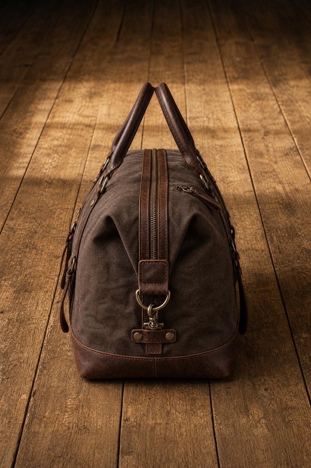 Geantă de voiaj din piele naturală și material textil cerat URBAN BAG Verona – Coffee - Img 2