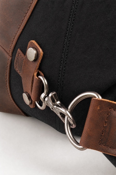 Geantă de voiaj duffle bag din piele naturală și material textil cerat URBAN BAG Verona – Negru - Img 4