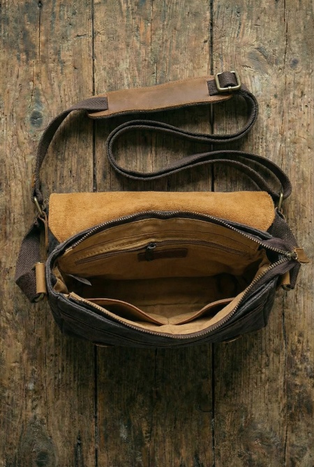 Geantă pentru femei din piele naturală și material textil cerat URBAN BAG Siena - Gri - Img 3