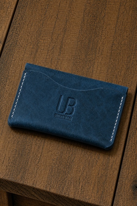 Portofel handmade din piele naturală URBAN BAG Pocket – Albastru - Img 2