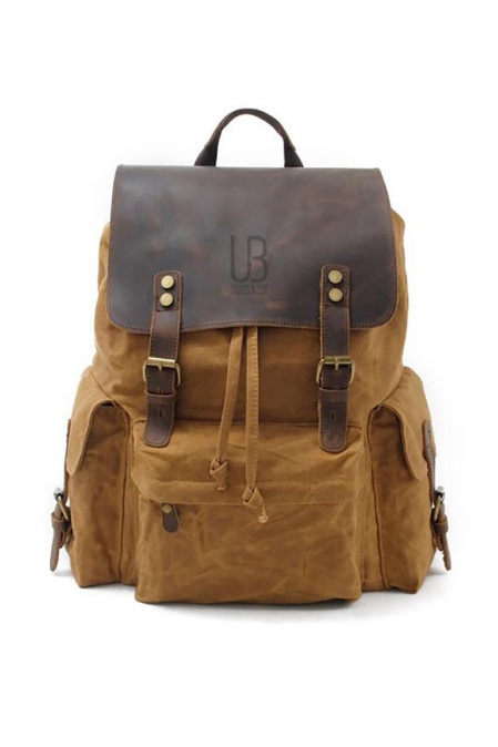 Rucsac din piele naturală și material textil cerat URBAN BAG Mantova – Maro - Img 1