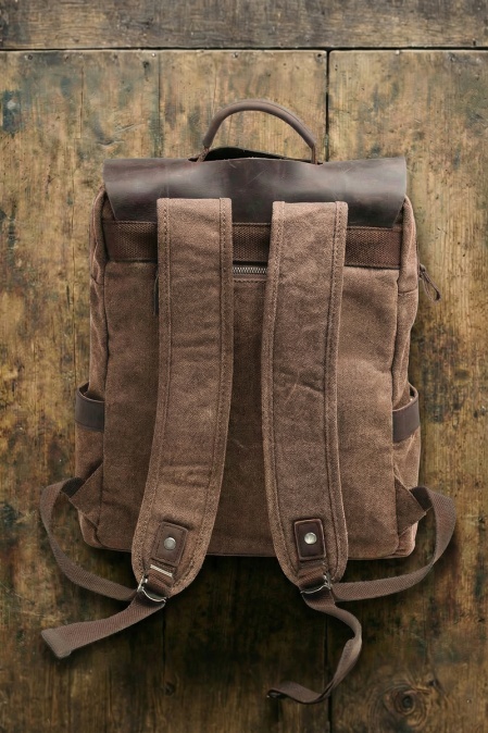 Rucsac din piele naturală și material textil pentru bărbați și femei URBAN BAG Otto – Coffee - Img 2