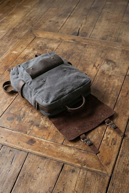 Rucsac din piele naturală și material textil pentru bărbați și femei URBAN BAG Otto – Gri - Img 3