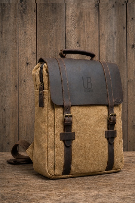 Rucsac din piele naturală și material textil URBAN BAG Lugano – Bej - Img 3