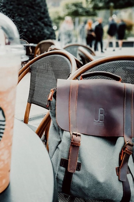 Rucsac din piele naturală și material textil URBAN BAG Lugano – Light Blue - Img 9