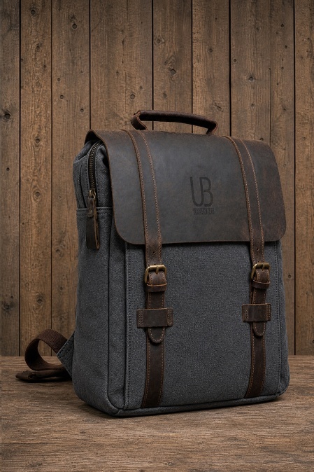 Rucsac din piele naturală și material textil URBAN BAG Lugano – Negru - Img 3