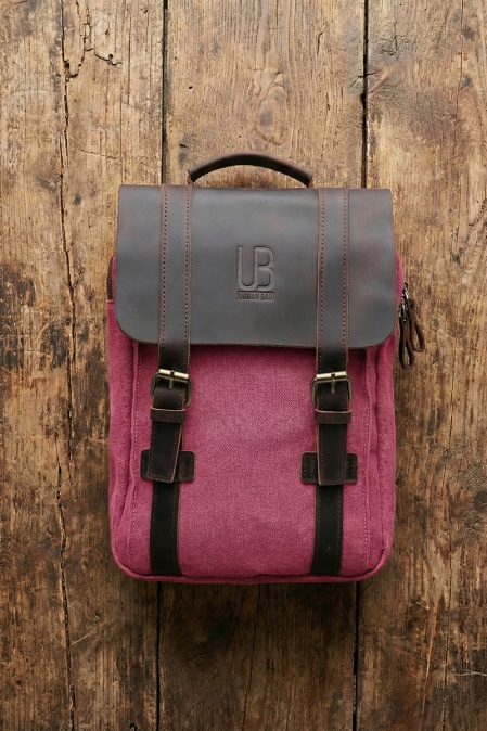 Rucsac pentru femei și copii din piele naturală și material textil URBAN BAG Little Lugano – Roz