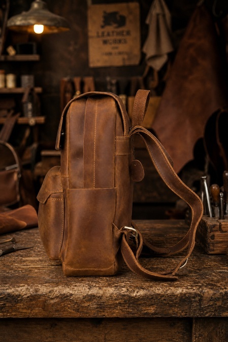 Rucsac realizat integral din piele naturală URBAN BAG Chelsea - Maro Deschis - Img 3