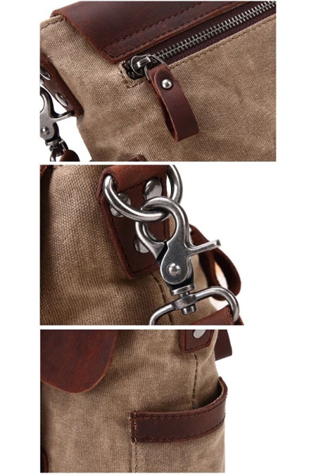 Geantă de umăr din piele naturală și material textil cerat URBAN BAG Goteborg – Verde - Img 6