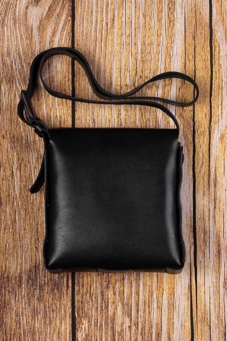 Geantă de umăr handmade din piele naturală URBAN BAG Compact Messenger – Negru - Img 2