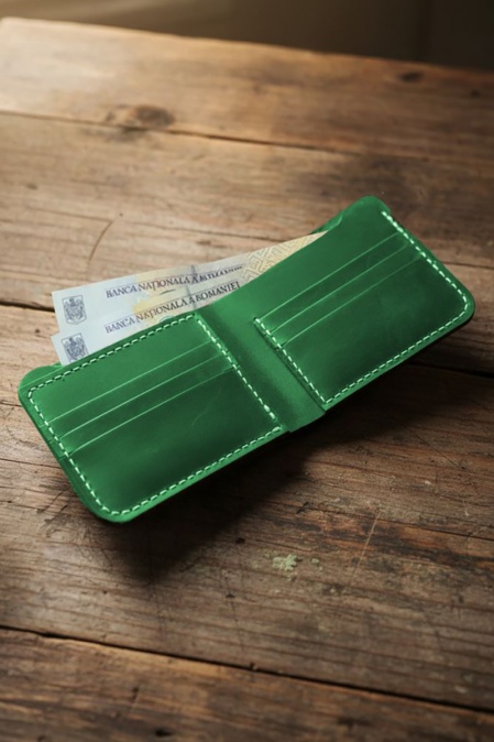 Portofel handmade din piele naturală URBAN BAG Concept 2 PLUS – Verde - Img 2
