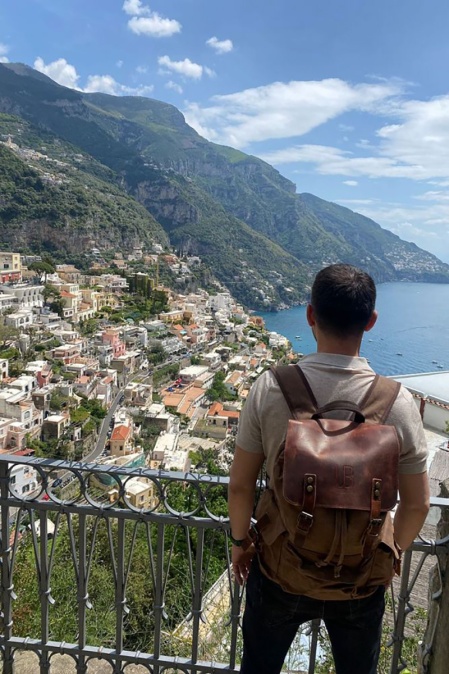 Rucsac din piele naturală și material textil cerat URBAN BAG Mantova – Maro - Img 9
