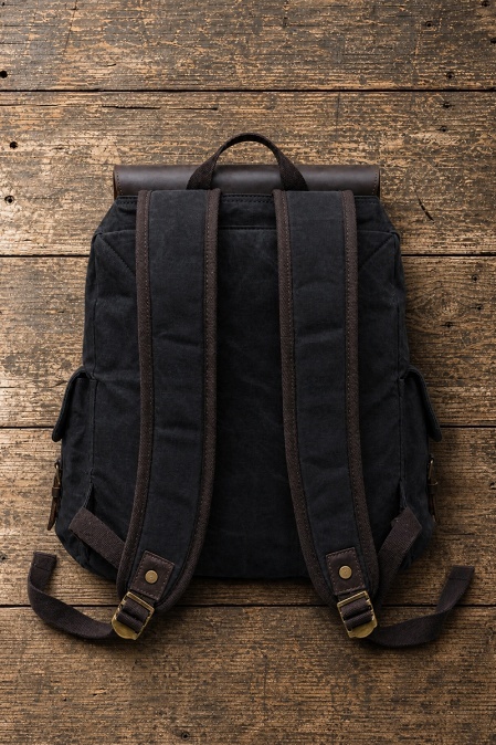 Rucsac din piele naturală și material textil cerat URBAN BAG Mantova – Negru - Img 2