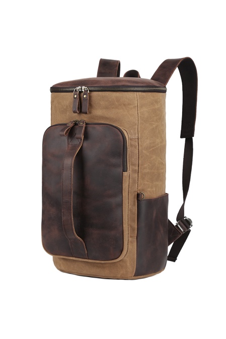 Rucsac din piele naturală și material textil cerat URBAN BAG Voss - Maro - Img 3
