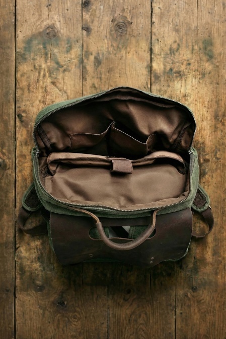 Rucsac din piele naturală și material textil pentru bărbați și femei URBAN BAG Otto – Verde - Img 3