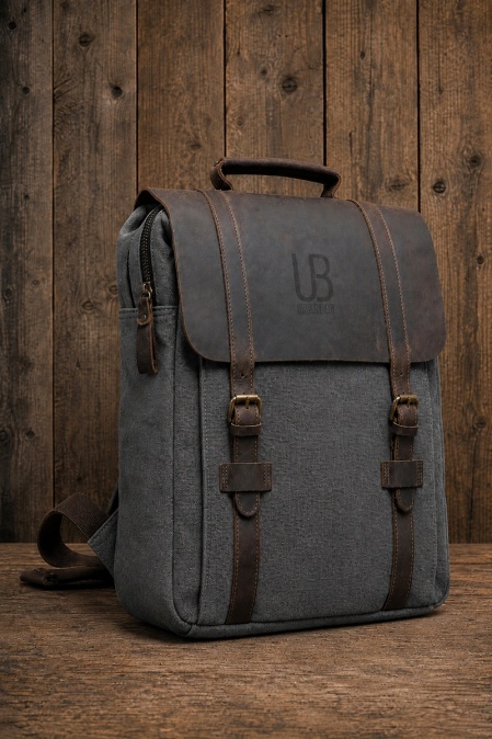 Rucsac din piele naturală și material textil URBAN BAG Lugano – Gri - Img 3