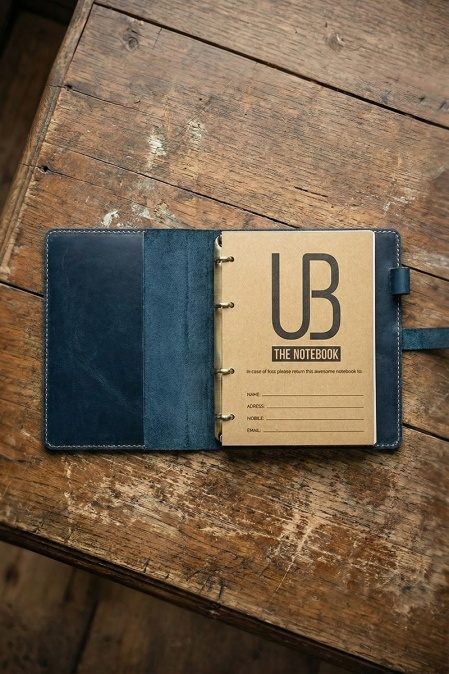 Agenda din piele naturală The Notebook PLUS by URBAN BAG, dimensiune A5 - Personalizată - Albastru - Img 2