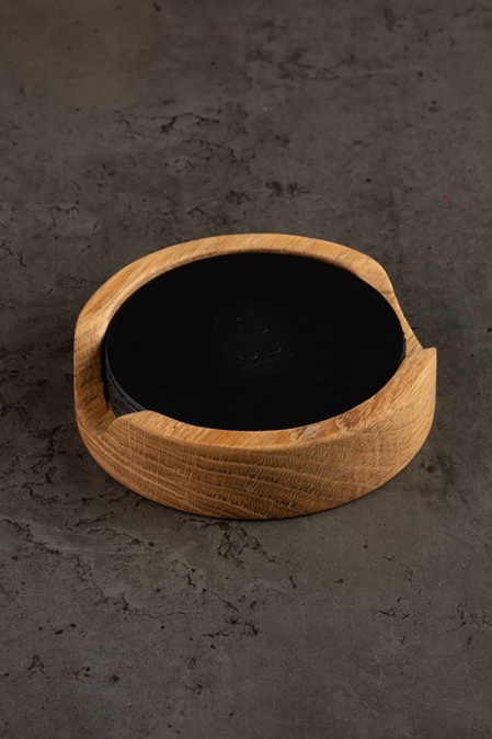 Coaster rotund URBAN BAG din piele naturală – Negru