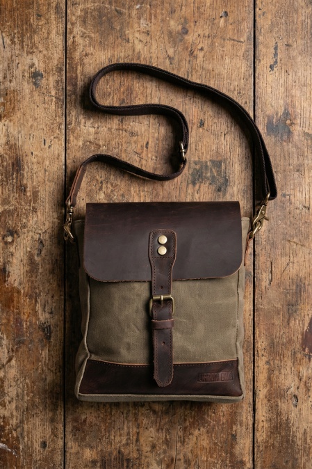洋楽 URBAN Geantă crossbody din piele naturală și material textil cerat URBAN