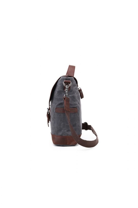 Geantă de umăr din piele naturală și material textil cerat URBAN BAG Little Goteborg – Negru - Img 3