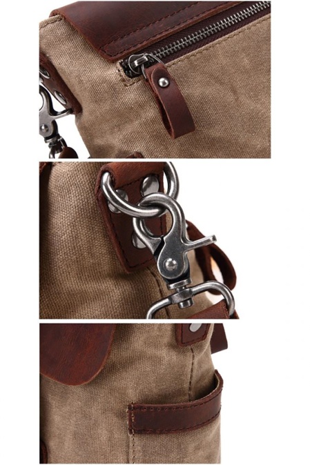 Geanta de umar din piele naturala si material textil cerat URBAN BAG Goteborg – Negru - Img 6