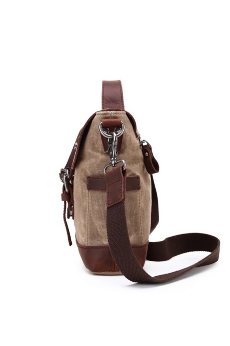 Geantă de umăr din piele naturală și material textil cerat URBAN BAG Goteborg – Coffee - Img 3