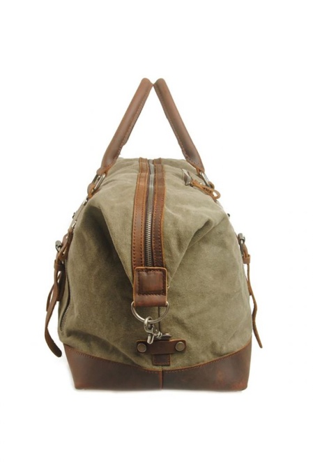 Geantă de voiaj duffle bag din piele naturală și material textil URBAN BAG Verona – Verde - Img 2