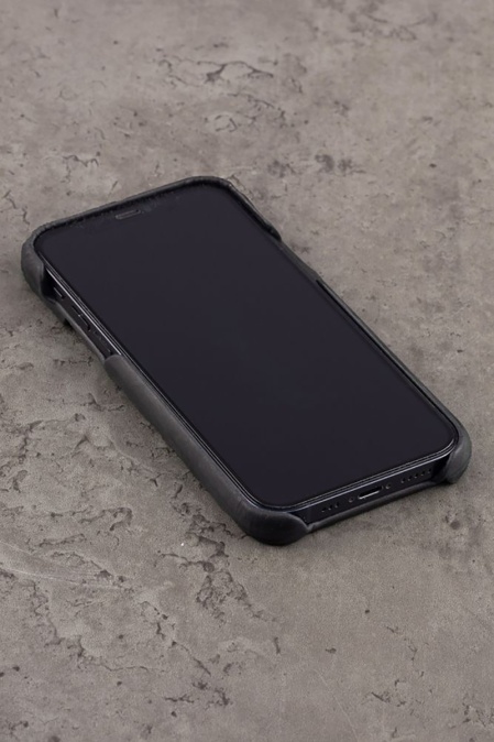 Husă din piele naturală Crazy Horse URBAN BAG pentru Iphone Handcrafted in România - Negru