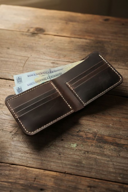 Portofel handmade din piele naturală URBAN BAG Concept 2 PLUS – Maro Închis - Img 2