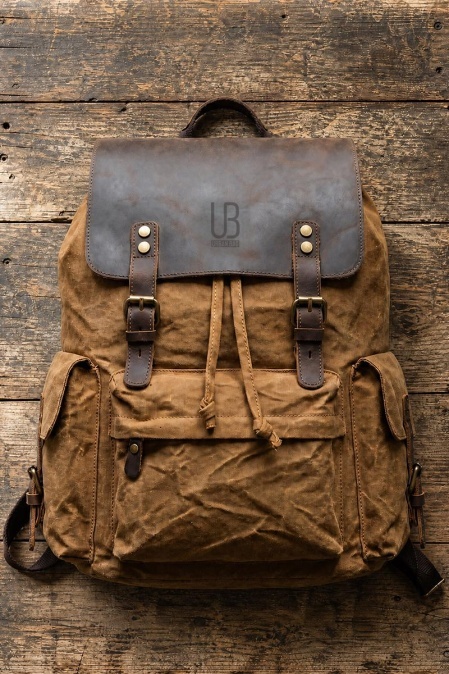 Rucsac din piele naturală și material textil cerat URBAN BAG Mantova – Maro - Img 1