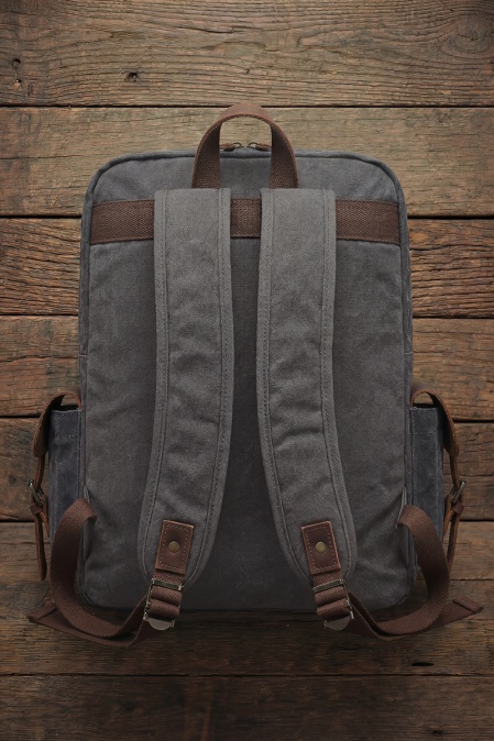 Rucsac din piele naturală și material textil cerat URBAN BAG Oslo -Gri - Img 2