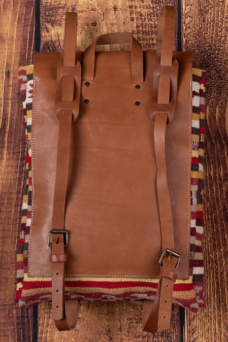 Rucsac handmade din piele naturală și material textil URBAN BAG The Anca - Img 2