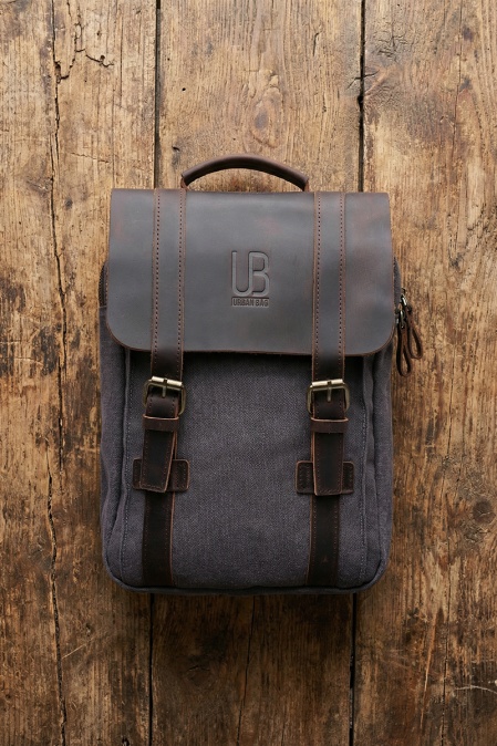 Rucsac pentru femei și copii din piele naturală și material textil URBAN BAG Little Lugano – Gri