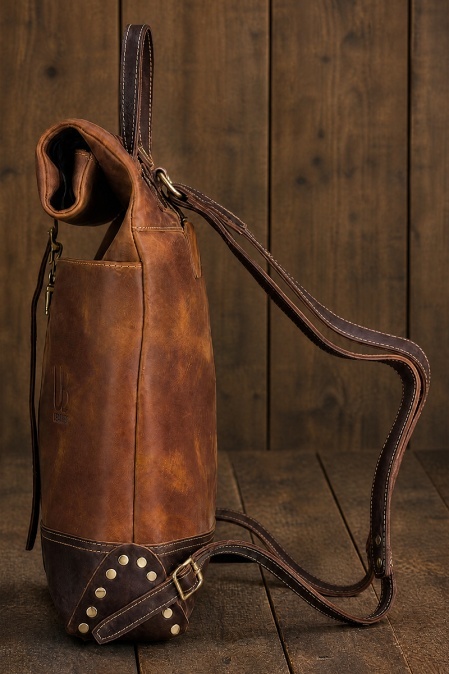 Rucsac realizat integral din piele naturală URBAN BAG Narvik - Maro - Img 3