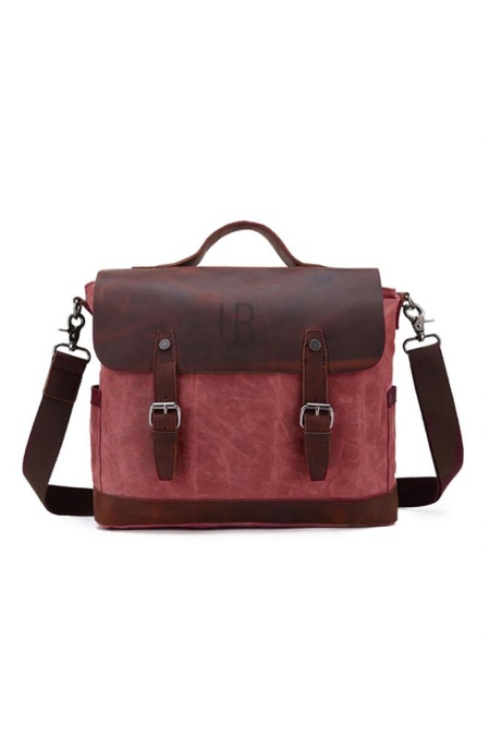 Geantă de umăr din piele naturală și material textil URBAN BAG Little Goteborg – Rosu