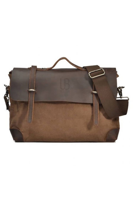 Geantă de umăr din piele naturală și material textil URBAN BAG London – Maro