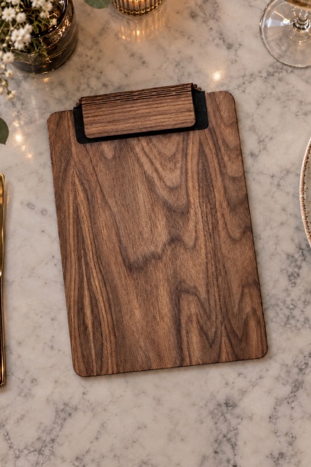 Meniu clipboard premium URBAN BAG din lemn de nuc format A4