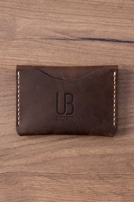 Portcard din piele naturală URBAN BAG Little Pocket – Maro Închis - Img 2