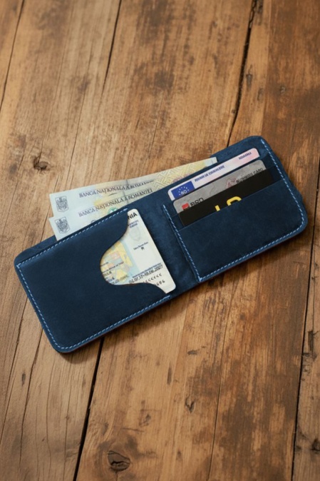 Portofel handmade din piele naturală URBAN BAG Concept 2 – Albastru - Img 2
