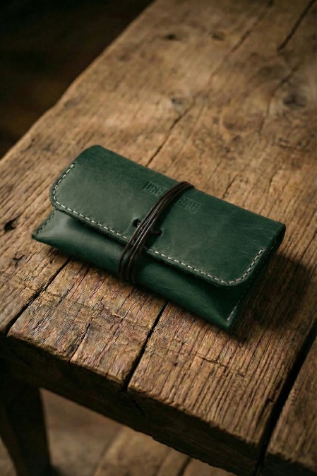 Portofel pentru tutun handmade din piele naturală URBAN BAG The Pouch - Verde