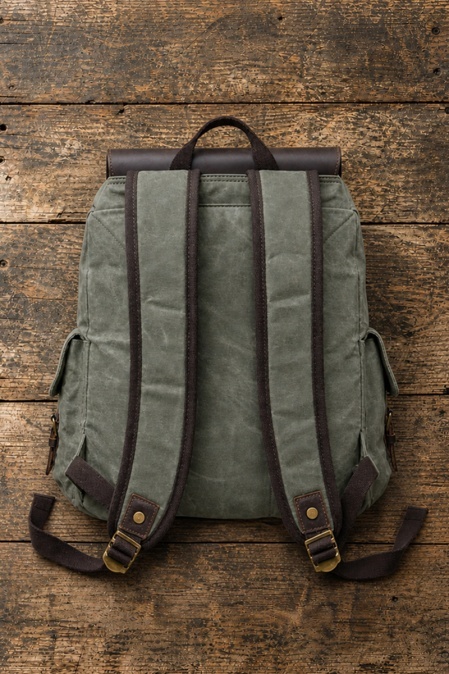 Rucsac din piele naturală și material textil cerat URBAN BAG Mantova – Verde - Img 2