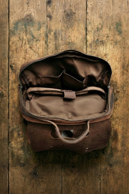 Rucsac din piele naturală și material textil pentru bărbați și femei URBAN BAG Otto – Coffee - Img 3