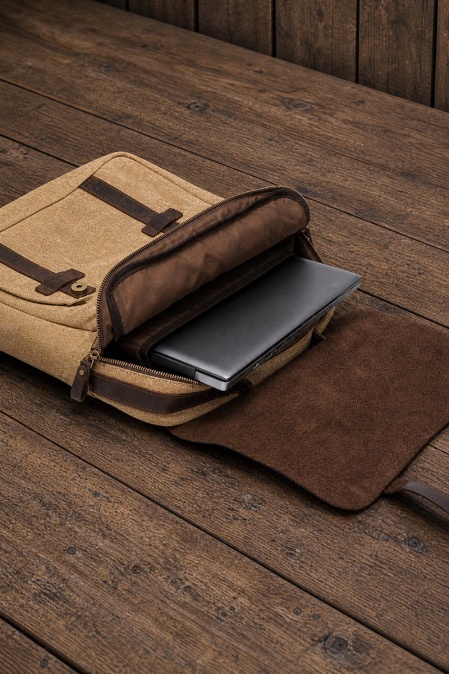 Rucsac din piele naturală și material textil URBAN BAG Lugano – Bej - Img 4