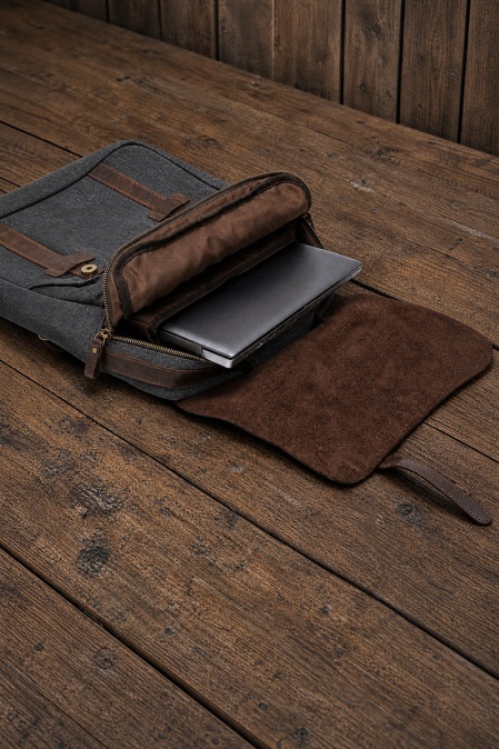Rucsac din piele naturală și material textil URBAN BAG Lugano – Negru - Img 4