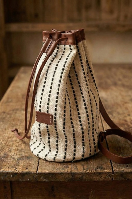 Rucsac handmade din bumbac și piele naturală URBAN BAG The Cargo - Img 3