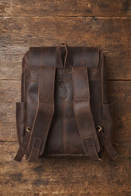 Rucsac realizat integral din piele naturală URBAN BAG Chelsea - Maro Închis - Img 2