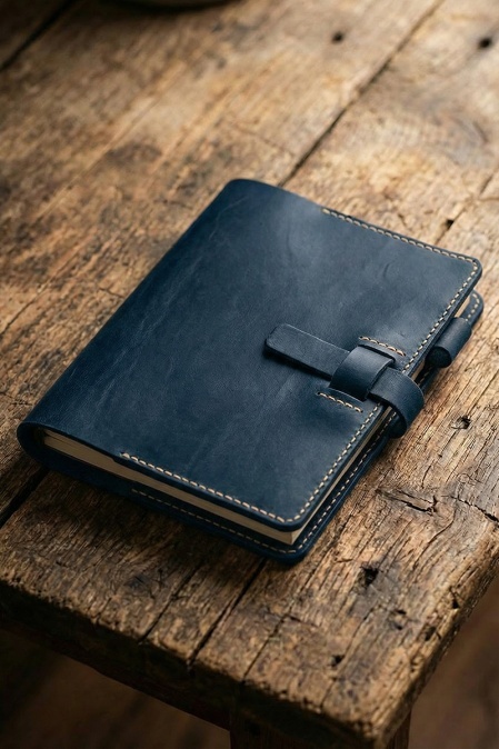 Agenda din piele naturală The Notebook PLUS by URBAN BAG dimensiune A5 - Albastru